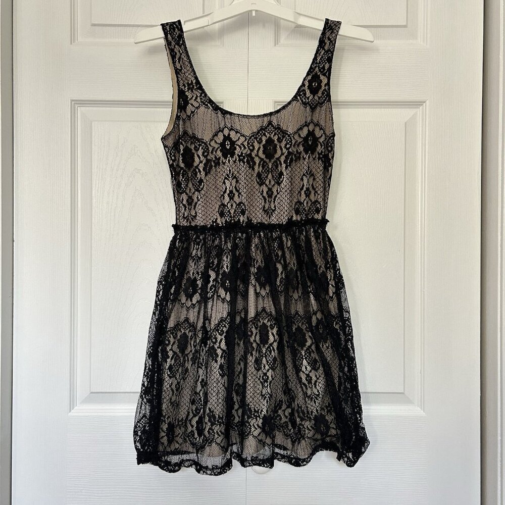 VTG Wet Seal‎ Mini Babydoll Womens Small Dark Fairy 90s Y2K Whimsigoth 2000s Tan